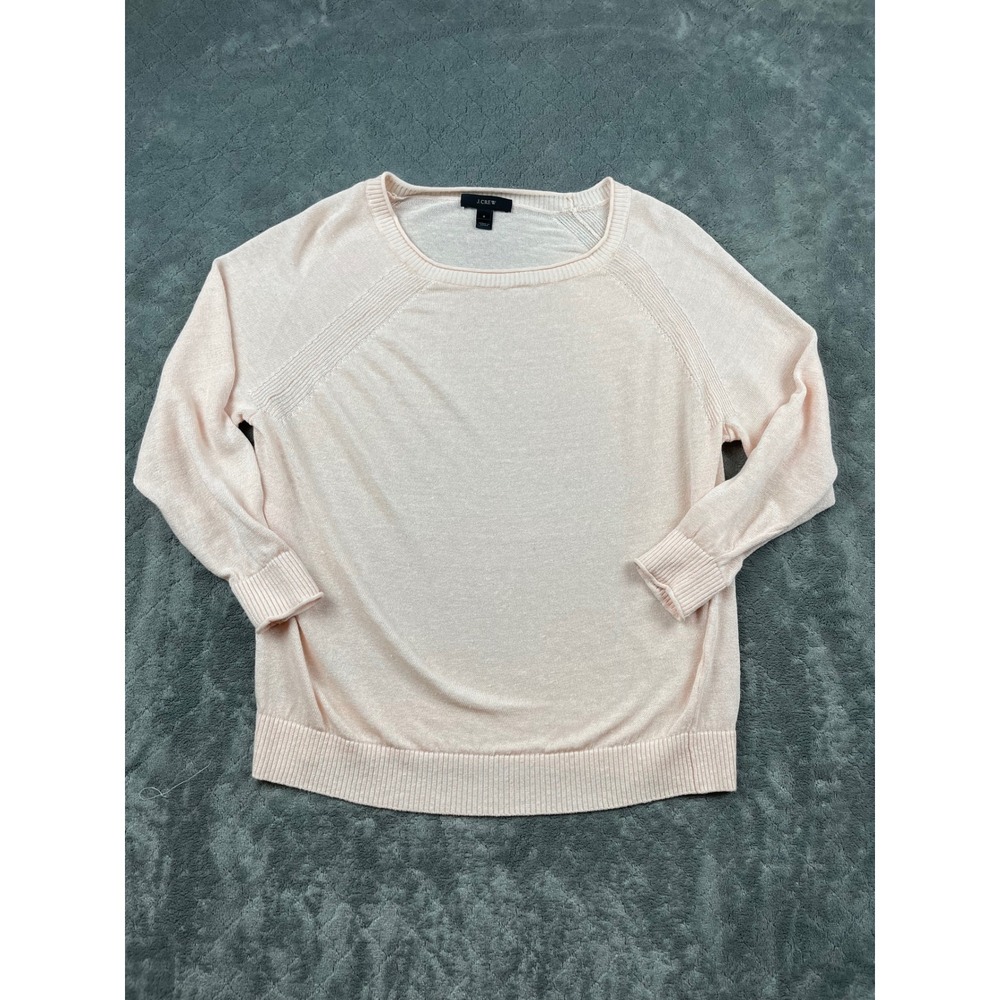 J.Crew Women Small Pink Lightweight Raglan Sleeve Crewneck Knit Sweater Coquette